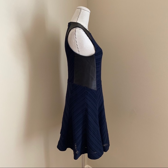 Rag & Bone Basha Leather Trim Dress Indigo - Picture 4 of 13